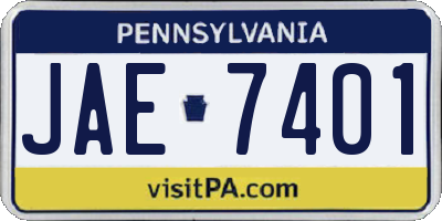 PA license plate JAE7401
