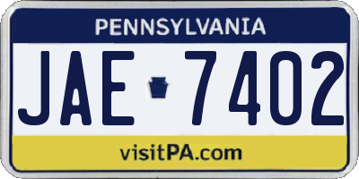 PA license plate JAE7402