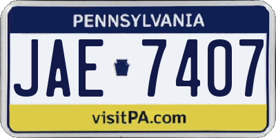 PA license plate JAE7407