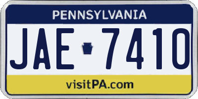 PA license plate JAE7410