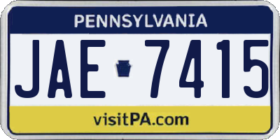 PA license plate JAE7415