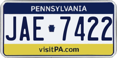 PA license plate JAE7422