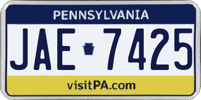 PA license plate JAE7425