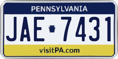 PA license plate JAE7431