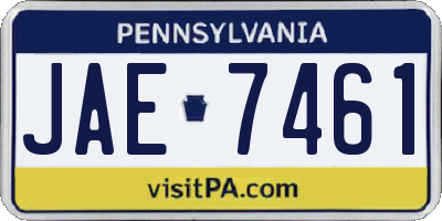PA license plate JAE7461