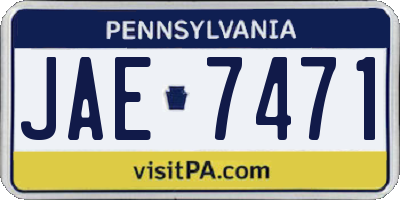 PA license plate JAE7471