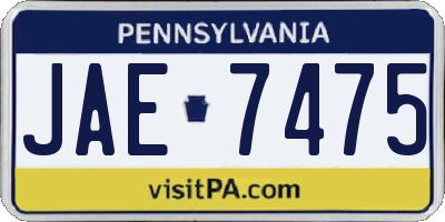 PA license plate JAE7475