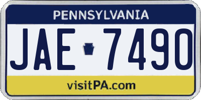 PA license plate JAE7490