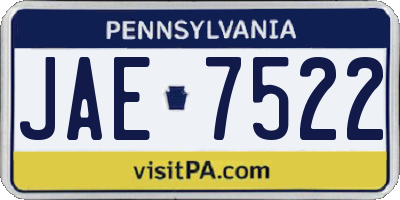 PA license plate JAE7522