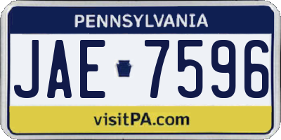 PA license plate JAE7596