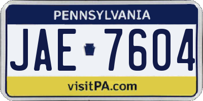 PA license plate JAE7604