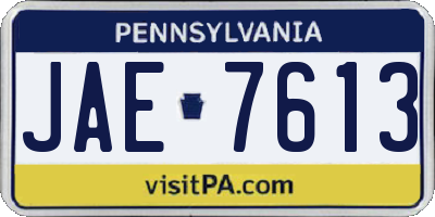 PA license plate JAE7613