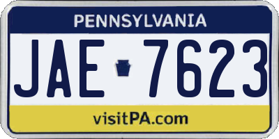 PA license plate JAE7623