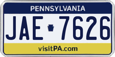 PA license plate JAE7626