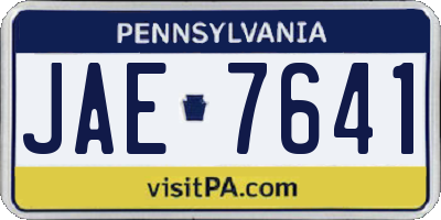 PA license plate JAE7641