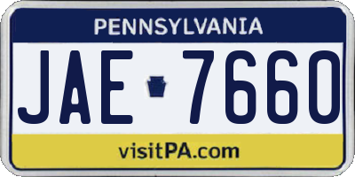 PA license plate JAE7660