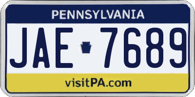 PA license plate JAE7689