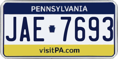 PA license plate JAE7693