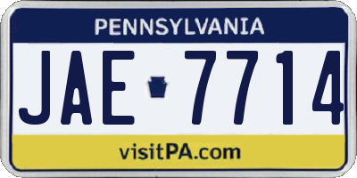 PA license plate JAE7714