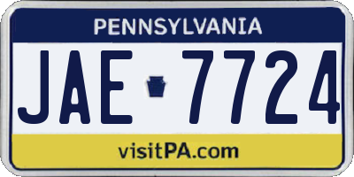 PA license plate JAE7724