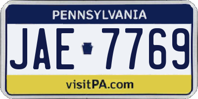 PA license plate JAE7769