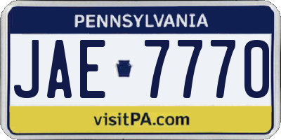 PA license plate JAE7770