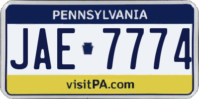 PA license plate JAE7774
