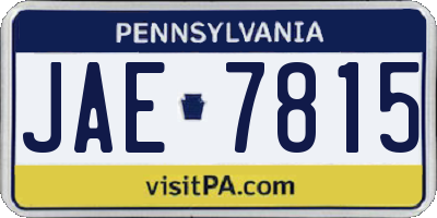 PA license plate JAE7815