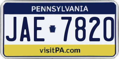PA license plate JAE7820