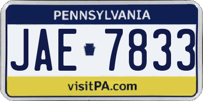 PA license plate JAE7833