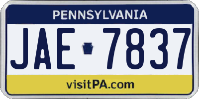 PA license plate JAE7837