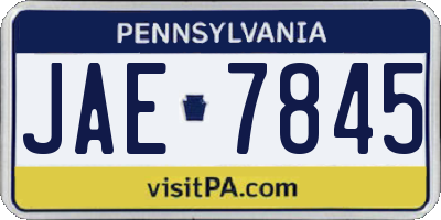 PA license plate JAE7845