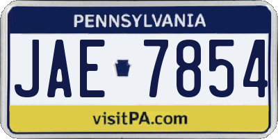 PA license plate JAE7854