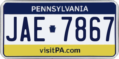 PA license plate JAE7867