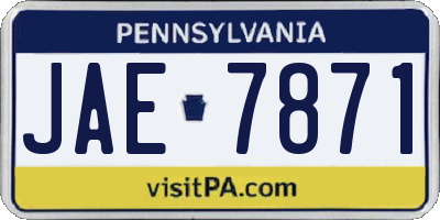 PA license plate JAE7871