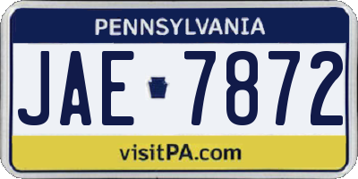 PA license plate JAE7872