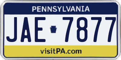 PA license plate JAE7877