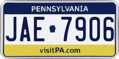 PA license plate JAE7906