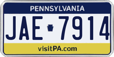 PA license plate JAE7914