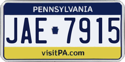 PA license plate JAE7915