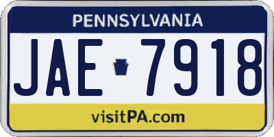 PA license plate JAE7918