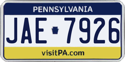 PA license plate JAE7926