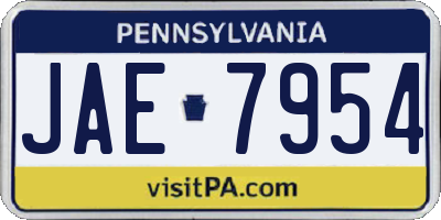 PA license plate JAE7954