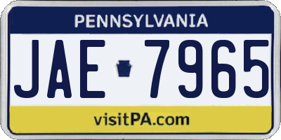 PA license plate JAE7965