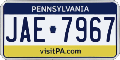 PA license plate JAE7967
