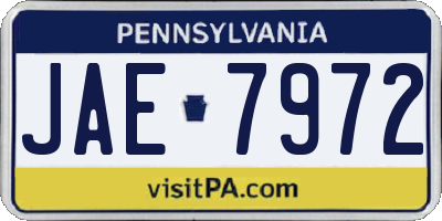 PA license plate JAE7972