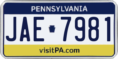 PA license plate JAE7981