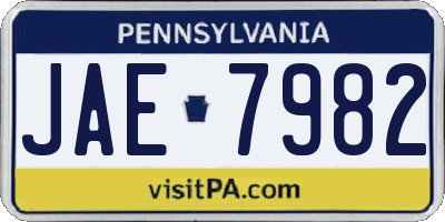 PA license plate JAE7982
