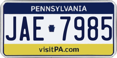 PA license plate JAE7985