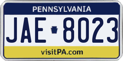 PA license plate JAE8023